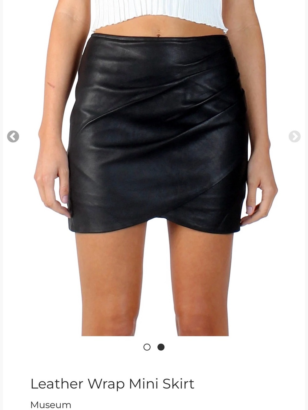Muse Black Faux Leather Wrap Mini Skirt with Diagonal Seams